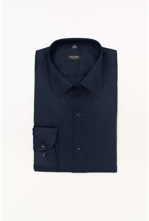 KOSZULA VERSONE 3053M DŁUGI RĘKAW SLIM FIT GRANATOWA
