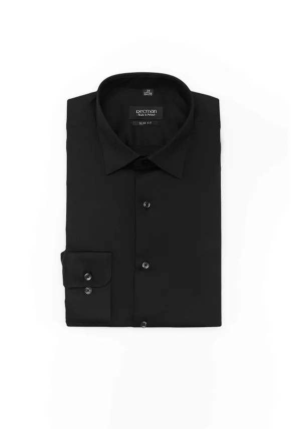 KOSZULA VERSONE 3092E DŁUGI RĘKAW SLIM FIT CZARNA