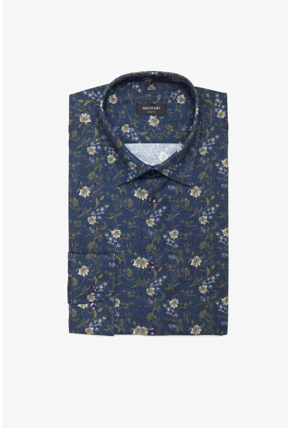 KOSZULA COLINE 3114T DŁUGI RĘKAW SLIM FIT GRANATOWA