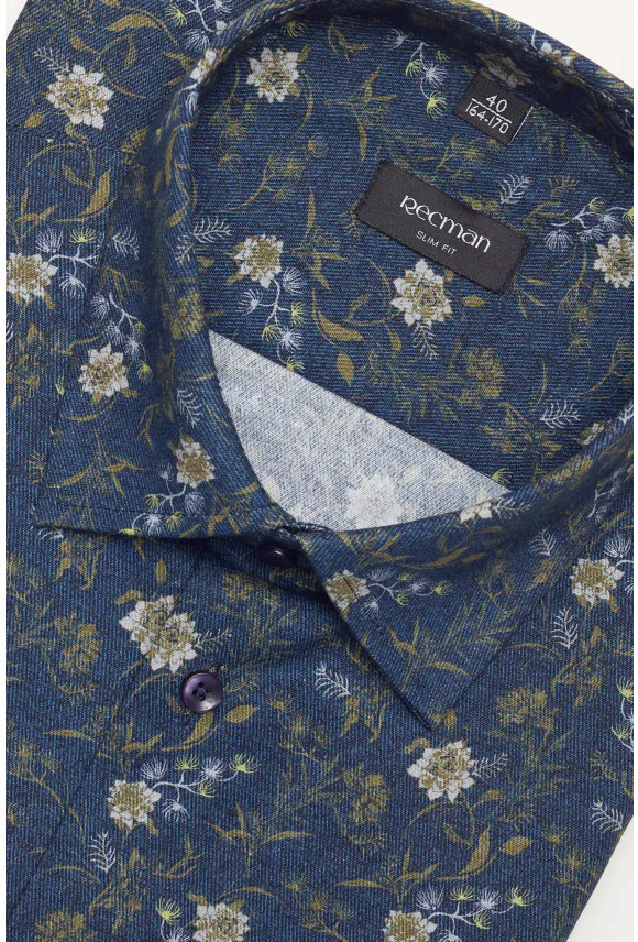 KOSZULA COLINE 3114T DŁUGI RĘKAW SLIM FIT GRANATOWA