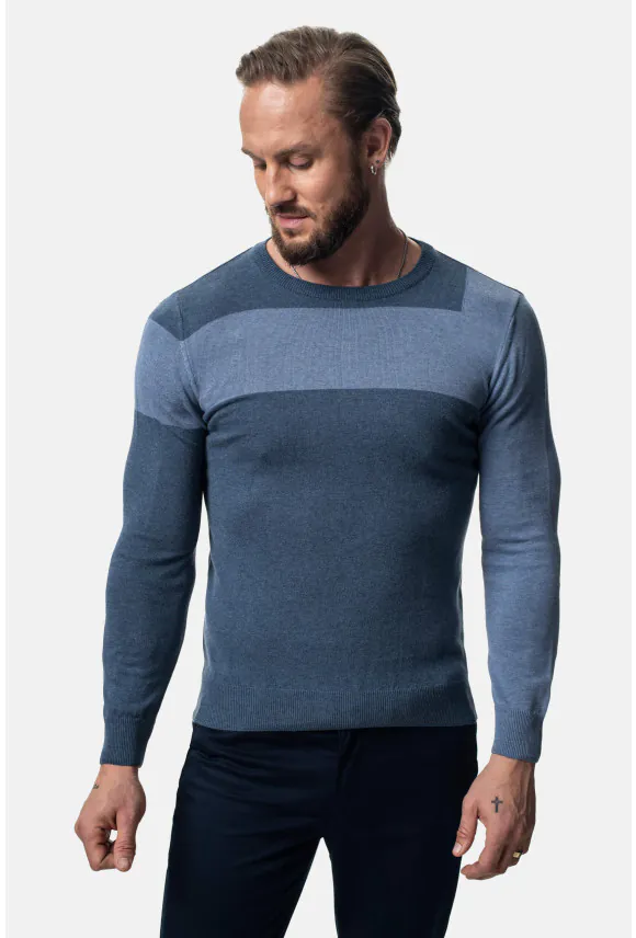 SWETER BOEL Z OKRĄGŁYM DEKOLTEM NIEBIESKI