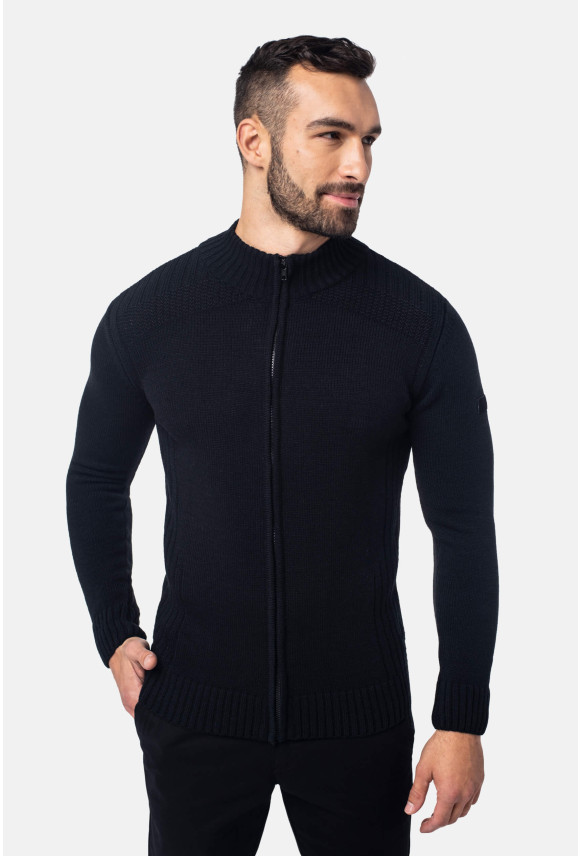 SWETER VINCENT ROZPINANY CZARNY