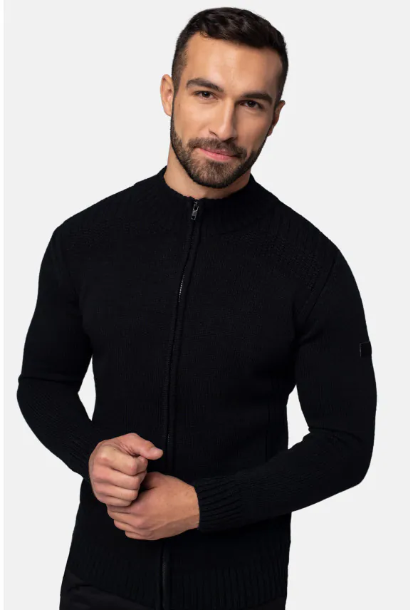 SWETER VINCENT ROZPINANY CZARNY