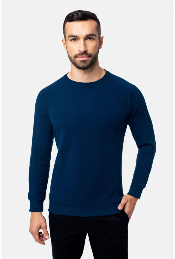 BLUZA CREW Z OKRĄGŁYM DEKOLTEM GRANATOWA