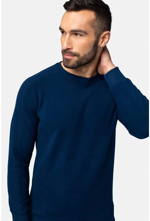 BLUZA CREW Z OKRĄGŁYM DEKOLTEM GRANATOWA