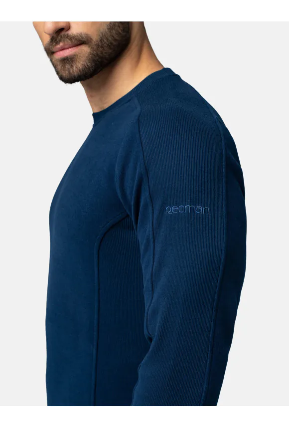 BLUZA CREW Z OKRĄGŁYM DEKOLTEM GRANATOWA