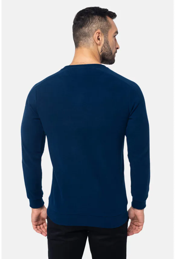 BLUZA CREW Z OKRĄGŁYM DEKOLTEM GRANATOWA