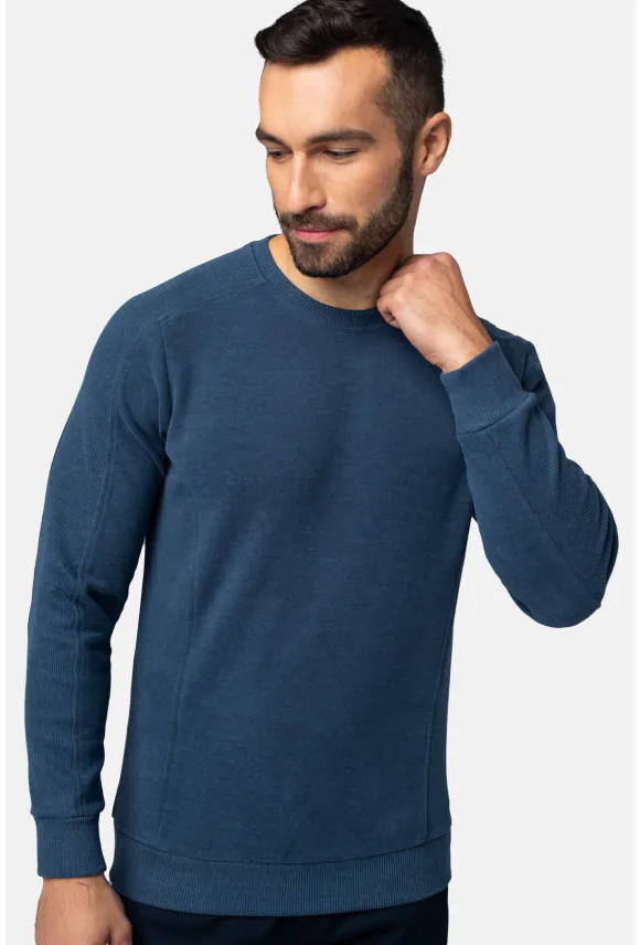 BLUZA CREW Z OKRĄGŁYM DEKOLTEM NIEBIESKA