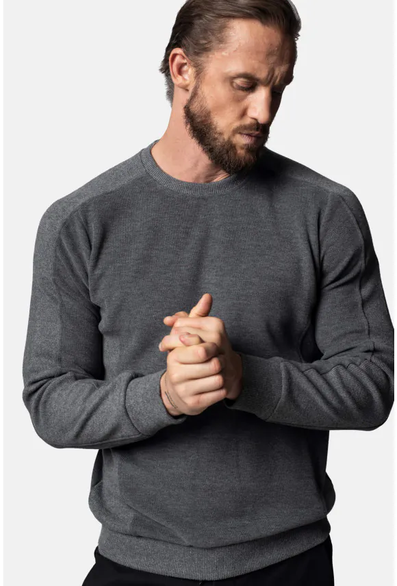 BLUZA CREW Z OKRĄGŁYM DEKOLTEM SZARA