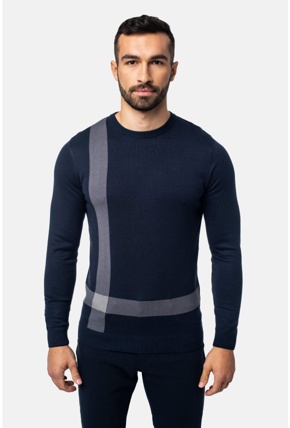SWETER EPINAL Z OKRĄGŁYM DEKOLTEM GRANATOWY