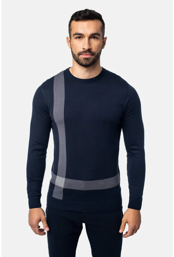 SWETER EPINAL Z OKRĄGŁYM DEKOLTEM GRANATOWY