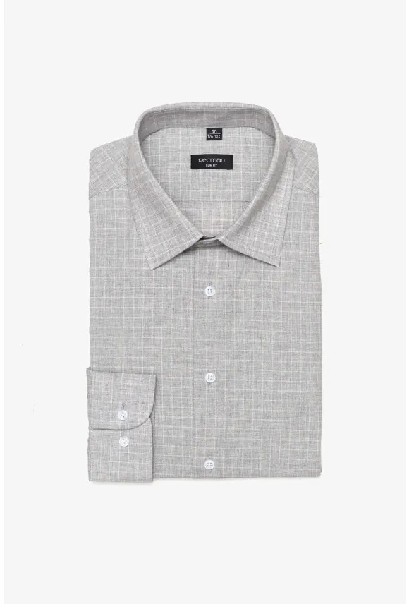 KOSZULA COVIVA 3117D DŁUGI RĘKAW SLIM FIT SZARA