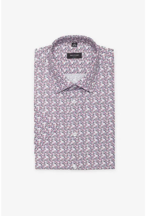 KOSZULA COLINE 3099T KRÓTKI RĘKAW SLIM FIT BORDOWA