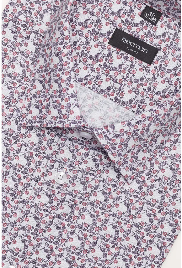 KOSZULA COLINE 3099T KRÓTKI RĘKAW SLIM FIT BORDOWA