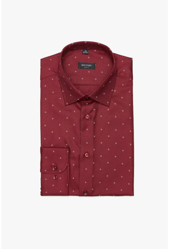 KOSZULA CORSINI 3127T DŁUGI RĘKAW SLIM FIT BORDOWA