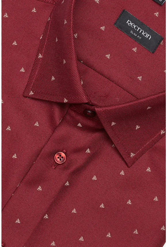 KOSZULA CORSINI 3127T DŁUGI RĘKAW SLIM FIT BORDOWA