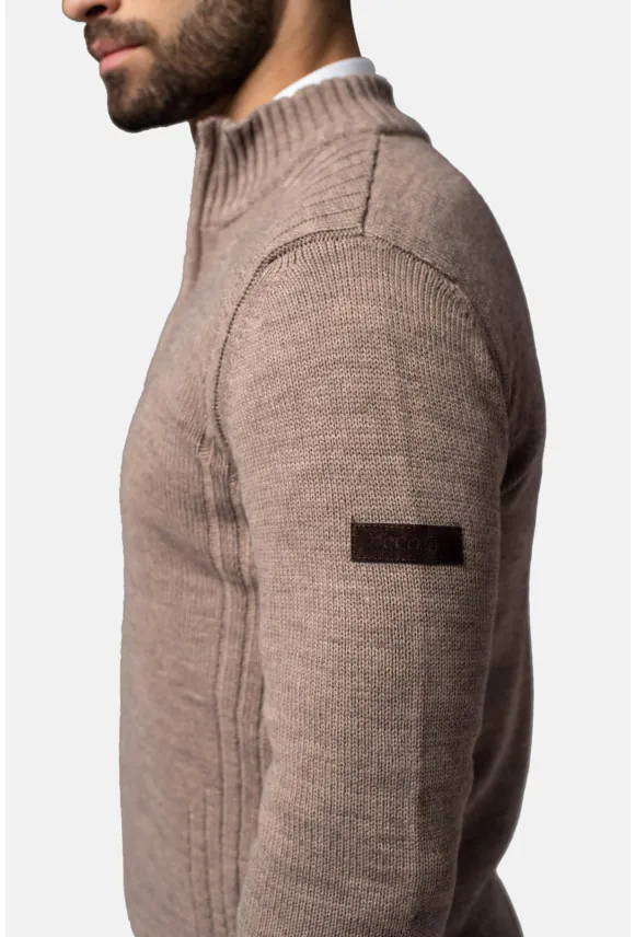 SWETER VINCENT ROZPINANY BRĄZOWY