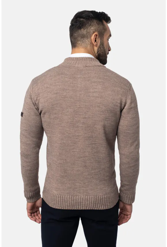 SWETER VINCENT ROZPINANY BRĄZOWY