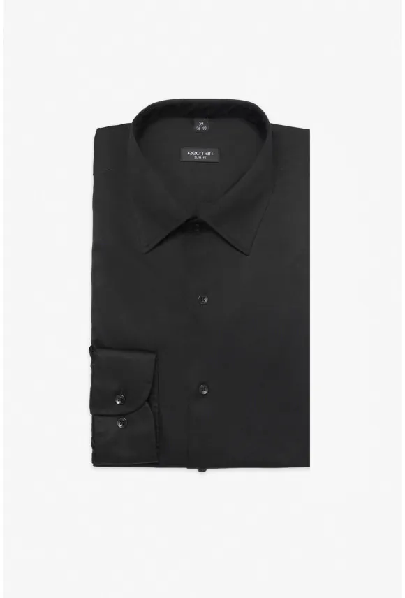 KOSZULA VERSONE 3153M DŁUGI RĘKAW SLIM FIT CZARNA
