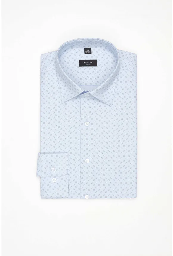 KOSZULA COLINE 3147E DŁUGI RĘKAW SLIM FIT BŁĘKITNA