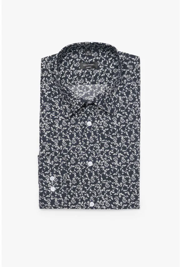 KOSZULA COLINE 3162D DŁUGI RĘKAW SLIM FIT CZARNA