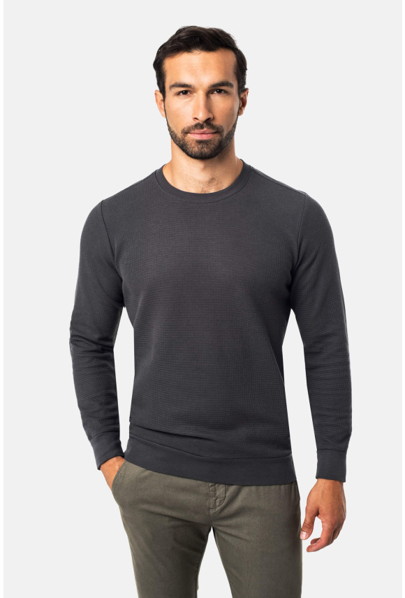 BLUZA RUNNER Z OKRĄGŁYM DEKOLTEM GRAFITOWA BLUZA RUNNER Z OKRĄGŁYM DEKOLTEM GRAFITOWA