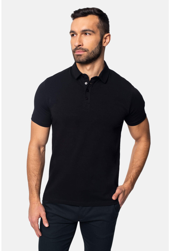 KOSZULKA POLO LIERMO CZARNA Z BAWEŁNY TYPU JERSEY KOSZULKA POLO LIERMO CZARNA Z BAWEŁNY TYPU JERSEY