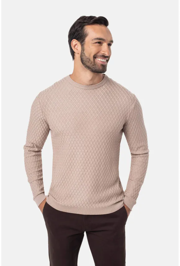 SWETER PELTRE Z OKRĄGŁYM DEKOLTEM BEŻOWY