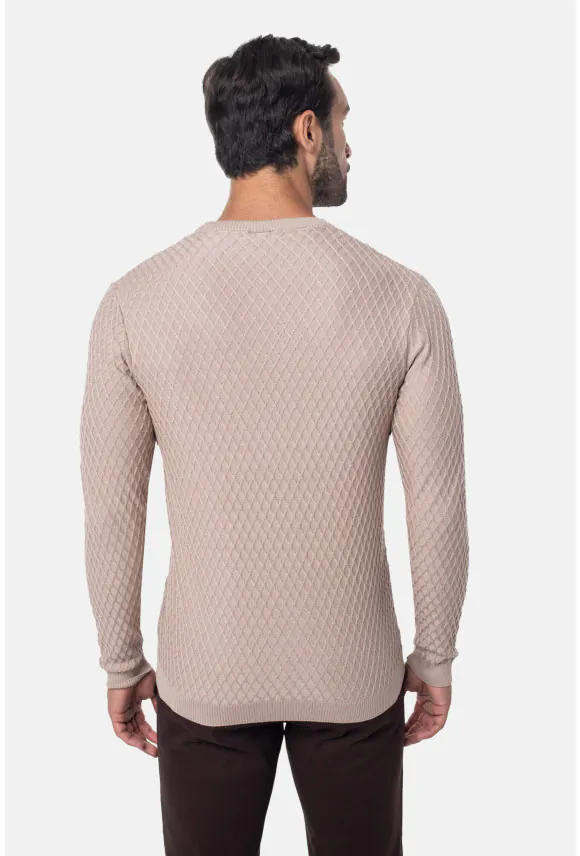 SWETER PELTRE Z OKRĄGŁYM DEKOLTEM BEŻOWY