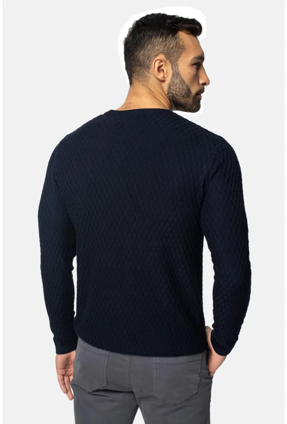SWETER PELTRE Z OKRĄGŁYM DEKOLTEM GRANATOWY