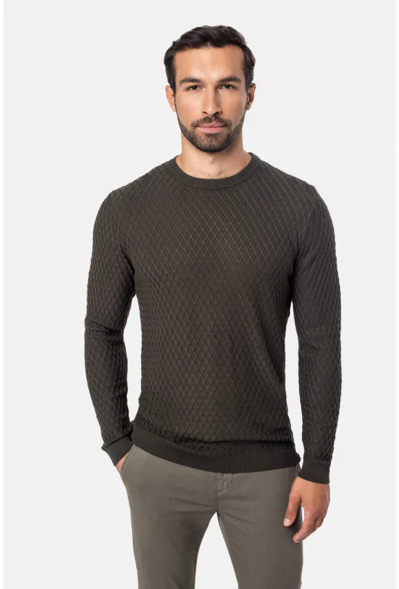 SWETER PELTRE Z OKRĄGŁYM DEKOLTEM ZIELONY