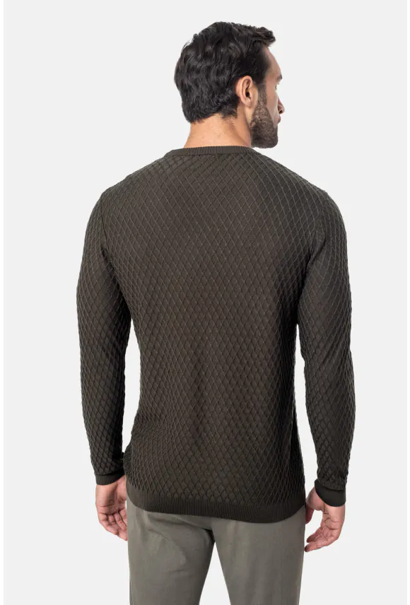 SWETER PELTRE Z OKRĄGŁYM DEKOLTEM ZIELONY