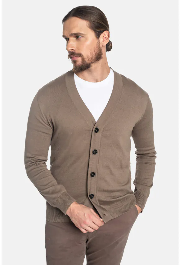 SWETER CALLOT ROZPINANY BRĄZOWY