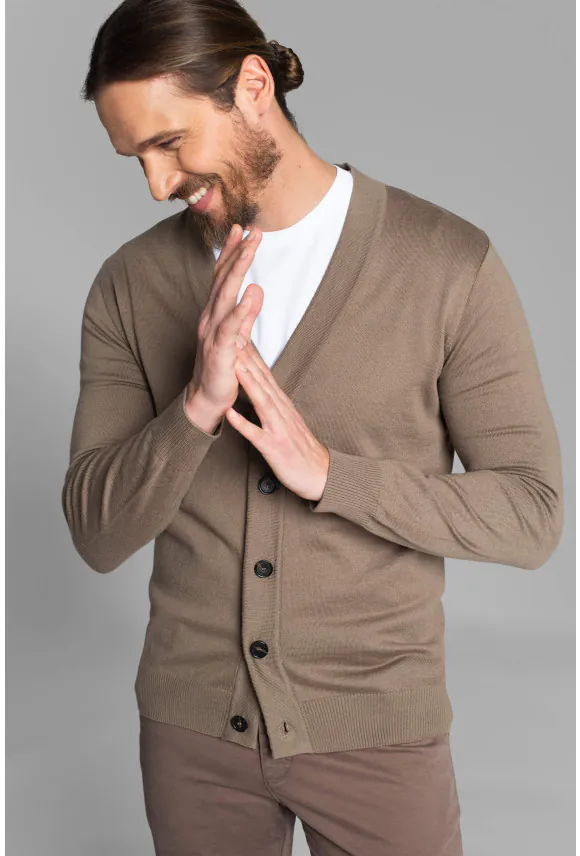 SWETER CALLOT ROZPINANY BRĄZOWY