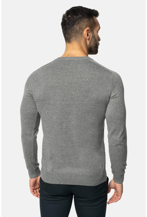 SWETER VERO Z DEKOLTEM TYPU SEREK SZARY
