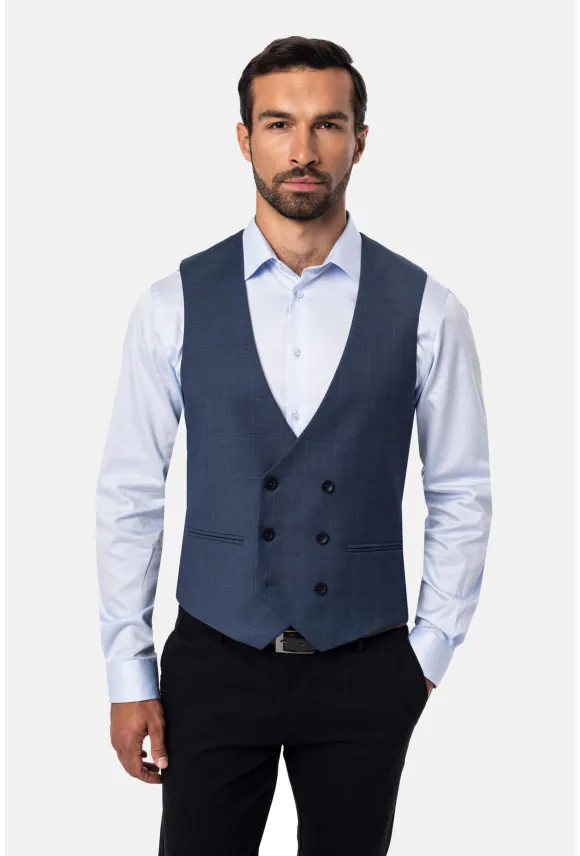 KAMIZELKA BALMES SLIM FIT NIEBIESKA