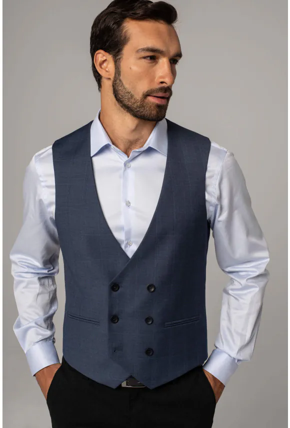 KAMIZELKA BALMES SLIM FIT NIEBIESKA
