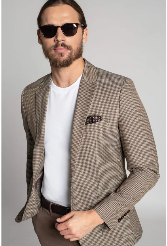 MARYNARKA BOWIN BRĄZOWA SLIM FIT