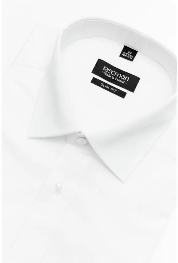 KOSZULA VERSONE 90001 DŁUGI RĘKAW SLIM FIT BIAŁA