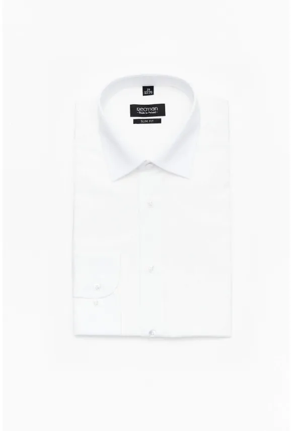 KOSZULA VERSONE 90001 DŁUGI RĘKAW SLIM FIT BIAŁA