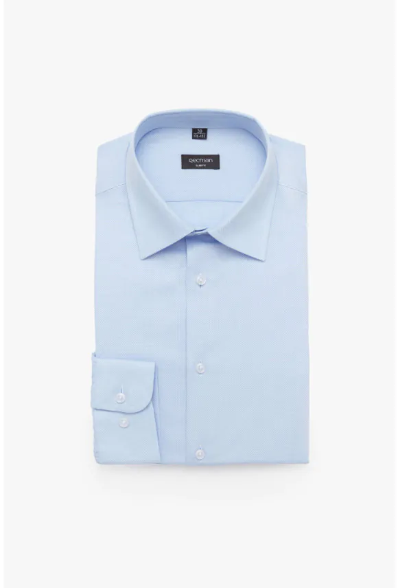 KOSZULA CORSINI 3183D DŁUGI RĘKAW SLIM FIT BŁĘKITNA