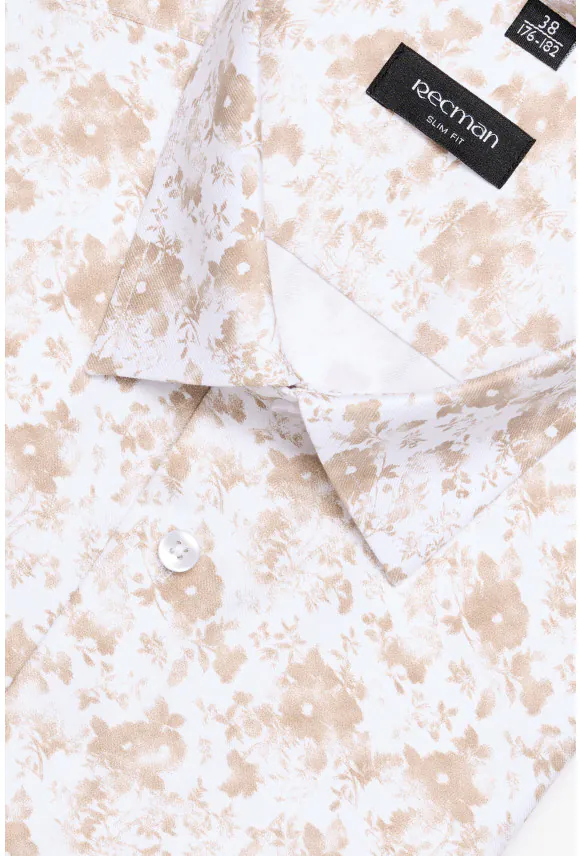 KOSZULA COLINE 3151T DŁUGI RĘKAW SLIM FIT BEŻOWA