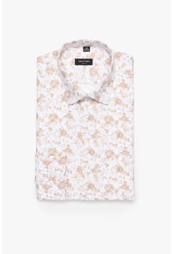 KOSZULA COLINE 3151T DŁUGI RĘKAW SLIM FIT BEŻOWA