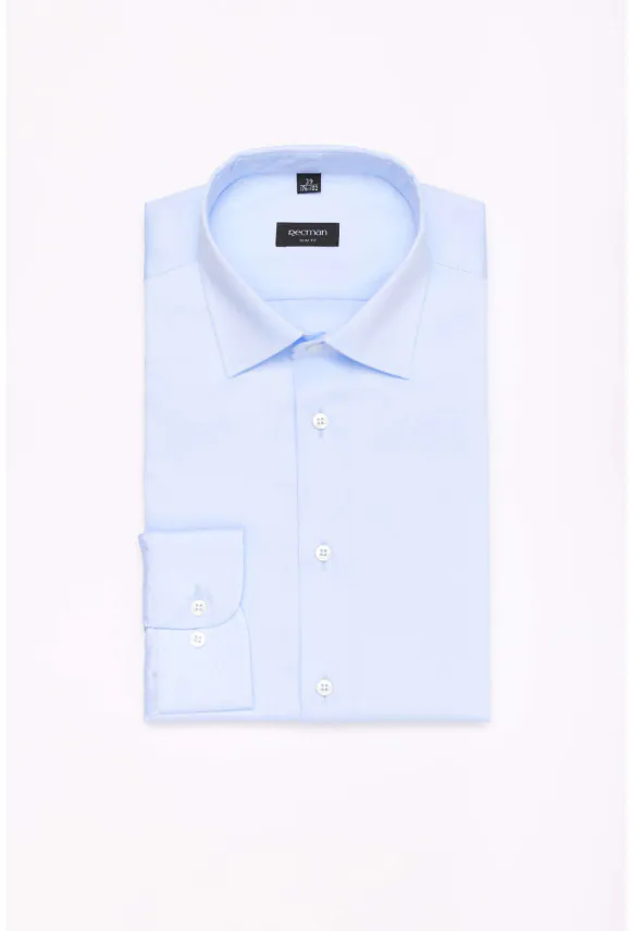 KOSZULA VERSONE 3509 DŁUGI RĘKAW SLIM FIT BŁĘKITNA