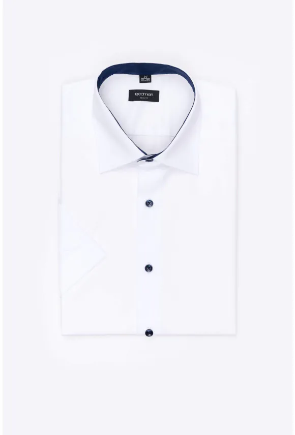 KOSZULA BEXLEY 2986/1E KRÓTKI RĘKAW SLIM FIT BIAŁA
