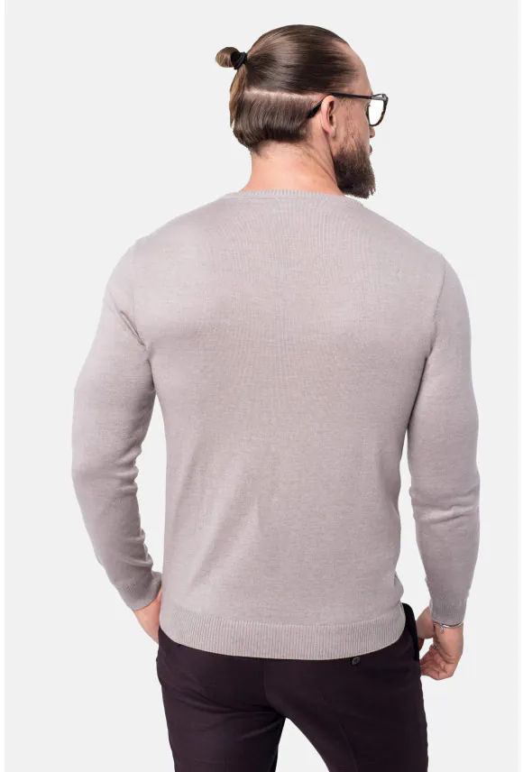 SWETER VARLIN Z DEKOLTEM TYPU SEREK BEŻOWY