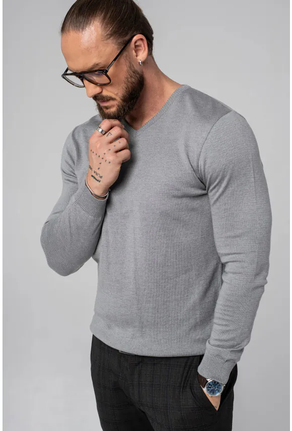 SWETER VARLIN Z DEKOLTEM TYPU SEREK SZARY