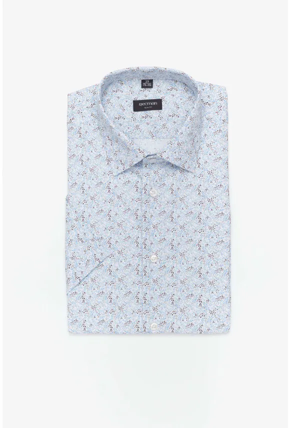 KOSZULA COLINE 3187T KRÓTKI RĘKAW SLIM FIT NIEBIESKA