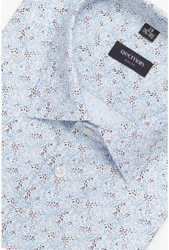 KOSZULA COLINE 3187T KRÓTKI RĘKAW SLIM FIT NIEBIESKA