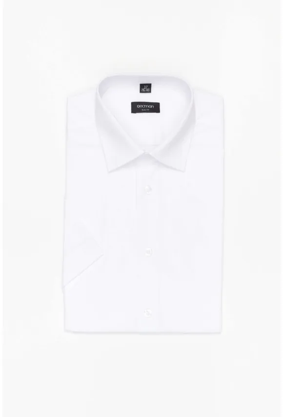 KOSZULA VERSONE 90001 KRÓTKI RĘKAW SLIM FIT BIAŁA